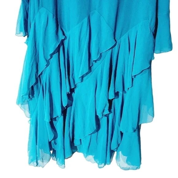 Ashro Women's Aqua Embellished Elegant Evening Flowy Gown Sz: 3X - Picture 8 of 9